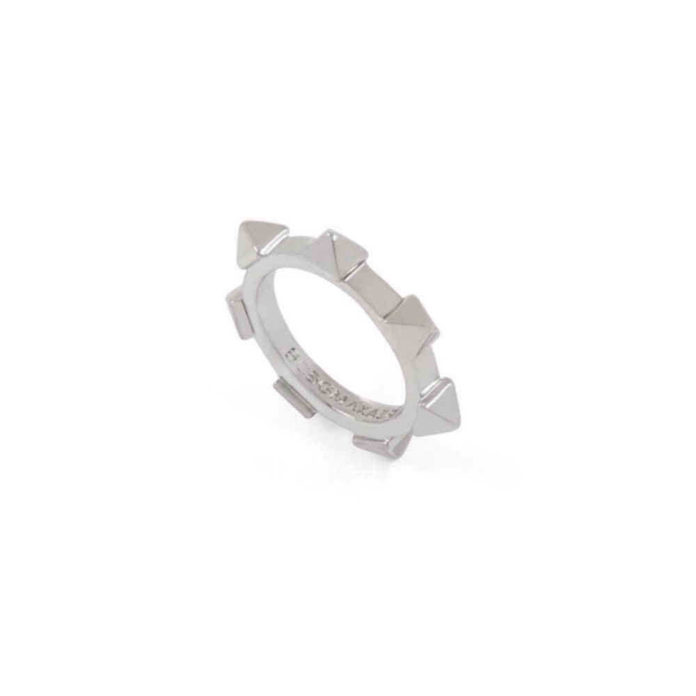 BCBG RING SPIKE SILVER TONED SIZE 5 STUDDED STUD